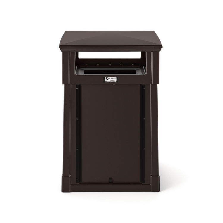 SUNCAST CORPORATION Commercial® RMCC3501 Resin Customizable Garbage Can with Covered Lid, 34.4 gal, Plastic, Java