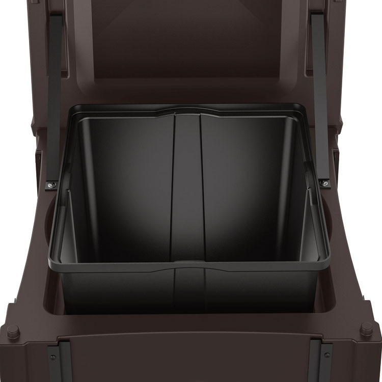 SUNCAST CORPORATION Commercial® RMCC3501 Resin Customizable Garbage Can with Covered Lid, 34.4 gal, Plastic, Java