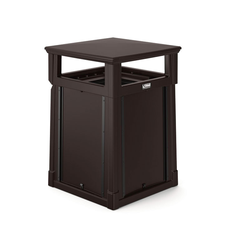 SUNCAST CORPORATION Commercial® RMCC3501 Resin Customizable Garbage Can with Covered Lid, 34.4 gal, Plastic, Java