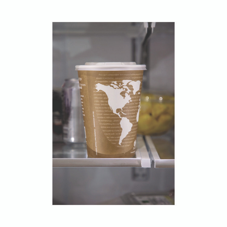 ECO-PRODUCTS,INC. EP-BSC32-WA World Art Renewable and Compostable Food Container, 32 oz, 4.05" Diameter x 5.8" h, Tan, Paper, 25/Pack, 20 Packs/Carton