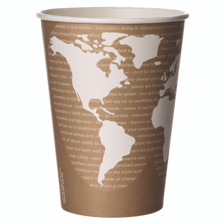ECO-PRODUCTS,INC. EP-BSC32-WA World Art Renewable and Compostable Food Container, 32 oz, 4.05" Diameter x 5.8" h, Tan, Paper, 25/Pack, 20 Packs/Carton