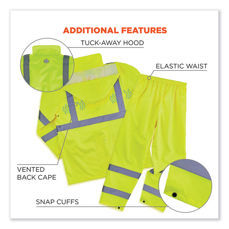 TENACIOUS HOLDINGS, INC. ergodyne® 25434 GloWear 8376K Lightweight HV Rain Suit, Large, Lime