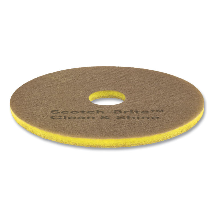 3M/COMMERCIAL TAPE DIV. Scotch-Brite™ 09545 Clean and Shine Pad, 16" Diameter, Brown/Yellow, 5/Carton