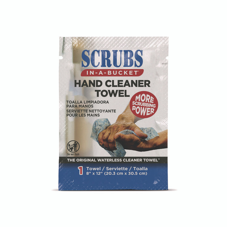 ITW PRO BRANDS SCRUBS® 42201 Hand Cleaner Towels, 1-Ply, 12 x 8, Citrus, Blue/White, 100 Packets/Carton