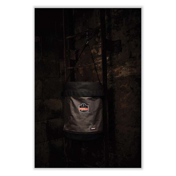 TENACIOUS HOLDINGS, INC. ergodyne® 14840 Arsenal 5940T Swiveling Carabiner Canvas Hoist Bucket and Top, 150 lb, Gray
