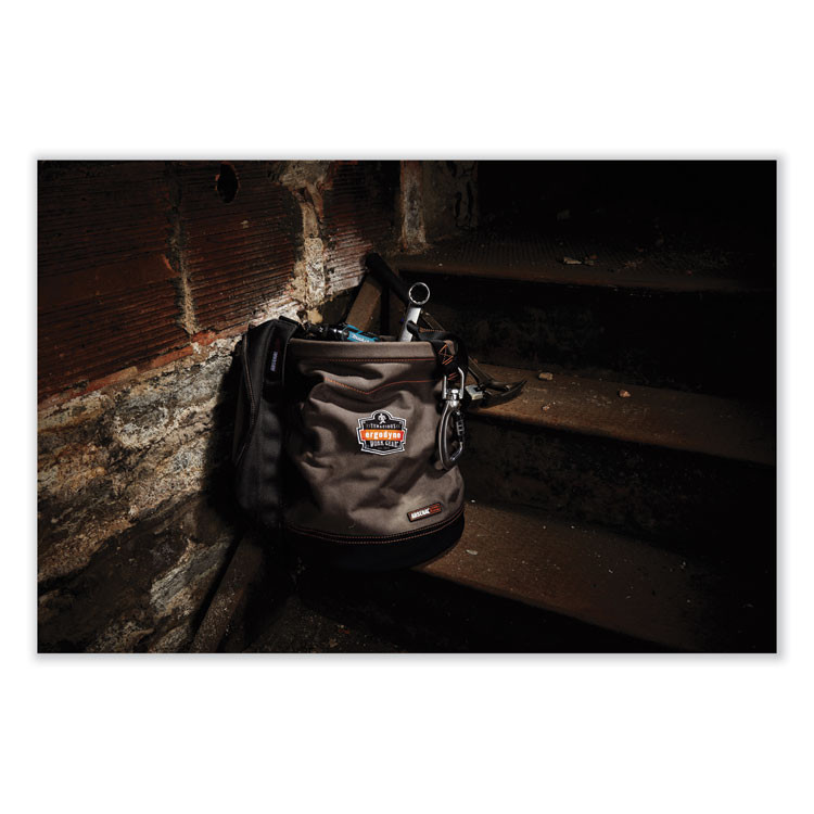 TENACIOUS HOLDINGS, INC. ergodyne® 14840 Arsenal 5940T Swiveling Carabiner Canvas Hoist Bucket and Top, 150 lb, Gray