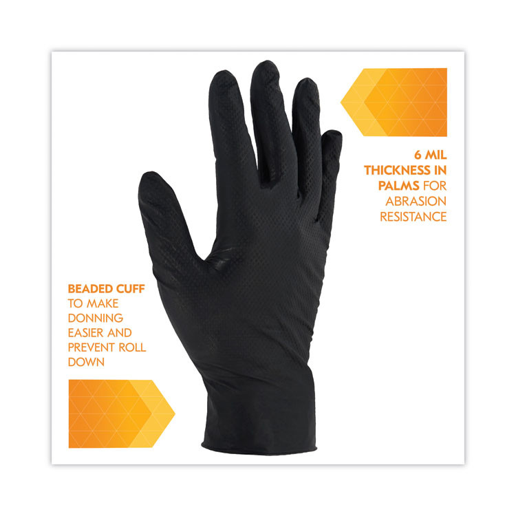 SMITH AND WESSON KleenGuard™ 49279 G10 Kraken Grip Nitrile Gloves, Powder-Free, XX-Large, 6 mil Thick, 9.5" Long, Black, 90/Box, 10 Boxes/Carton