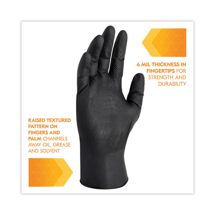 SMITH AND WESSON KleenGuard™ 49279 G10 Kraken Grip Nitrile Gloves, Powder-Free, XX-Large, 6 mil Thick, 9.5" Long, Black, 90/Box, 10 Boxes/Carton