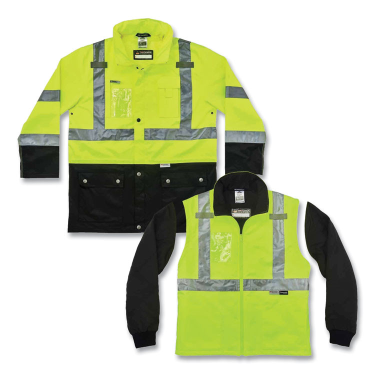 TENACIOUS HOLDINGS, INC. ergodyne® 25532 GloWear 8388 Class 3/2 Hi-Vis Thermal Jacket Kit, Small, Lime