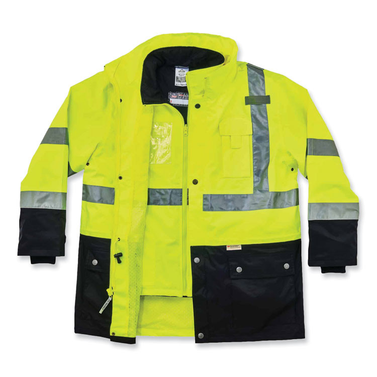 TENACIOUS HOLDINGS, INC. ergodyne® 25532 GloWear 8388 Class 3/2 Hi-Vis Thermal Jacket Kit, Small, Lime