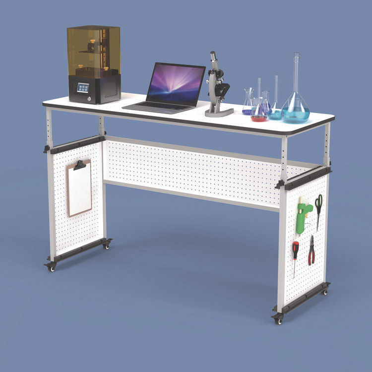 LUXOR WORKSPACES, LLC DTTB002 Modular Teacher's Desk, 60.25 x 21 x 32 to 38, White