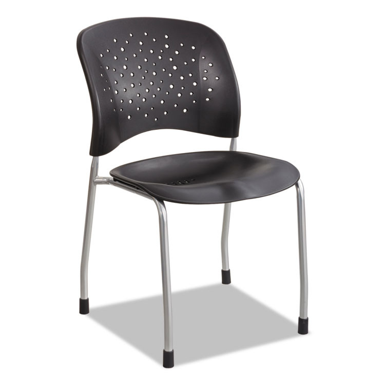 SAFCO PRODUCTS 6805BL Reve Guest Chair with Straight Legs, 19" x 24.5" x 33.5", Black Seat, Black Back, Silver Base, 2/Carton