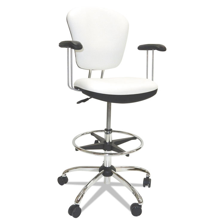 LDS INDUSTRIES LLC ShopSol™ 1010296 Lab and Healthcare Seating, Supports Up to 300 lb, 21" to 28" Seat Height, White Seat/Back, Chrome Base