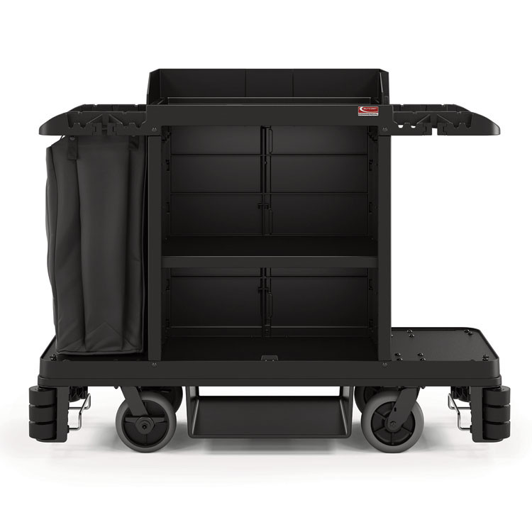 SUNCAST CORPORATION Commercial® HKC2000 Premium Housekeeping Cart, Plastic, 1 Shelf, 24 x 62.13 x 49.75, Black
