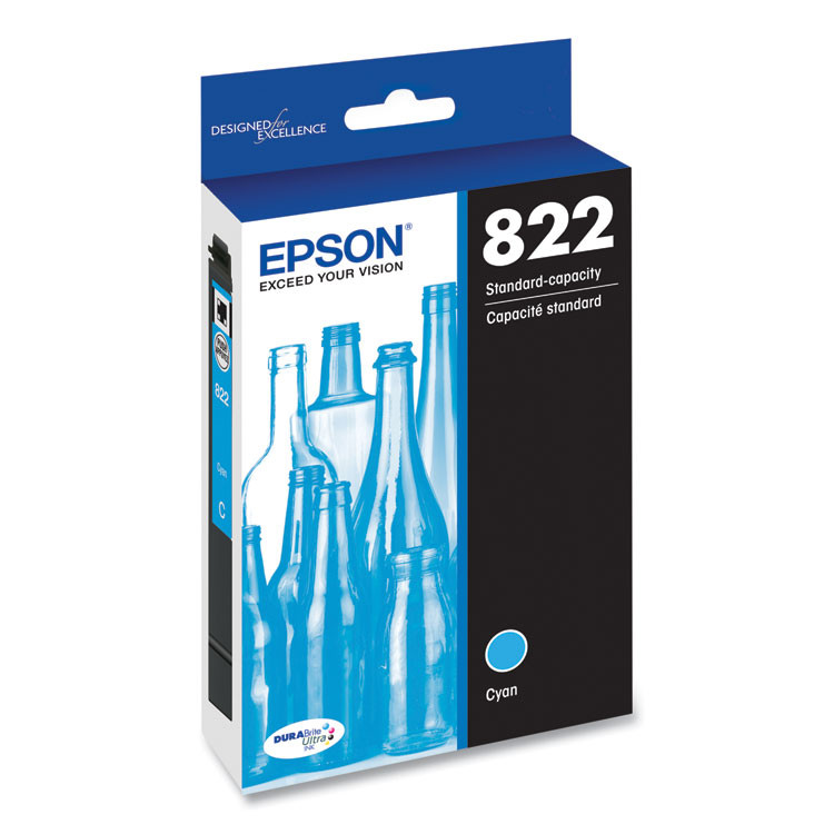 EPSON AMERICA, INC. T822220S T822220-S (T822) DURABrite Ultra Ink, 240 Page-Yield, Cyan
