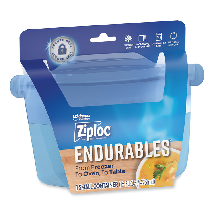 SC JOHNSON Ziploc® 339968 Endurables Resusable Silicone Container, 2 Cups, 4.4 x 3.6 x 6.7, Clear, 4/Carton