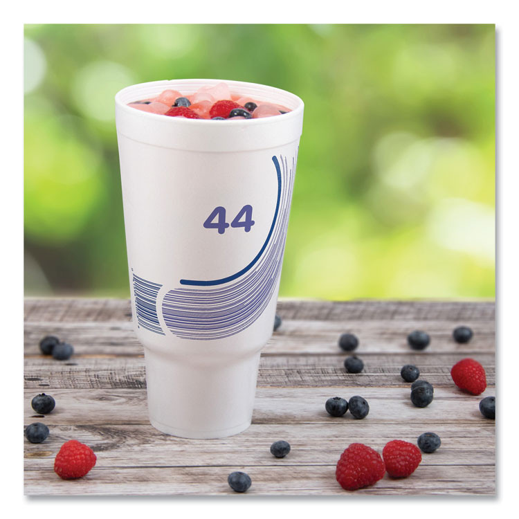 DART 44AJ32B Breeze Hot/Cold Insulated Foam Drinking Cups, Pedestal Cup, 44 oz, Purple/White/Blue, 300/Carton
