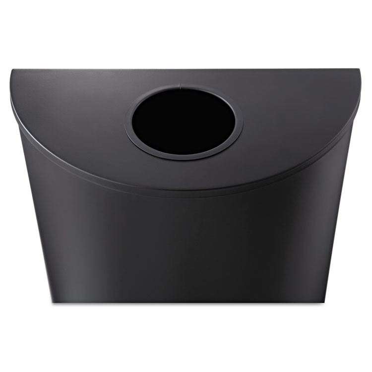 SAFCO PRODUCTS 9940BL Half-Round Receptacle, 15 gal, Steel, Black
