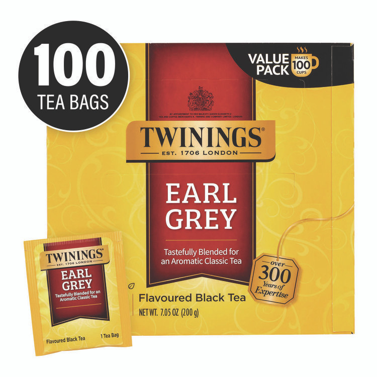 TWININGS NORTH AMERICA INC 22002386 Tea Bags, Earl Grey, Individually Wrapped, 100/Carton