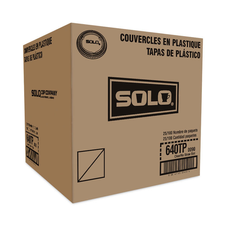 DART SOLO® 640TP Non-Vented Cup Lids, Fits 12 oz Cold Cups, Plastic, Clear, 2,500/Carton