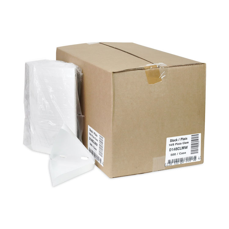 PACTIV EVERGREEN CORPORATION D148CLMW Paperboard Hinged Container, Pizza Box, 8.26 x 6.56 x 1.5, White, Paper, 500/Carton