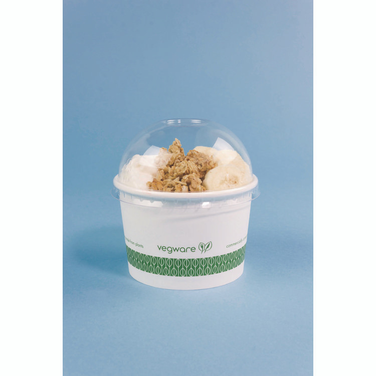 VEGWARE SC08G Soup Containers, 8 oz, 3.5" Diameter x 2.4" h, White/Green, Paper, 1,000/Carton