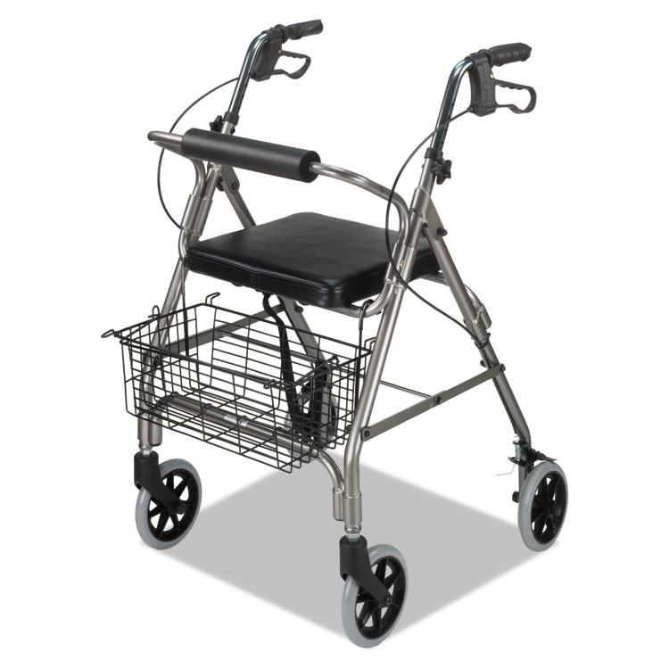 BRIGGS HEALTHCARE DMI® 50110124100 Ultra Lightweight Rollator, Adjusts 33.75" to 38", 300 lb Capacity, Titanium