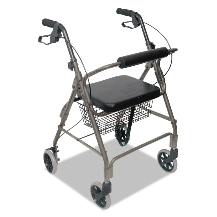 BRIGGS HEALTHCARE DMI® 50110124100 Ultra Lightweight Rollator, Adjusts 33.75" to 38", 300 lb Capacity, Titanium