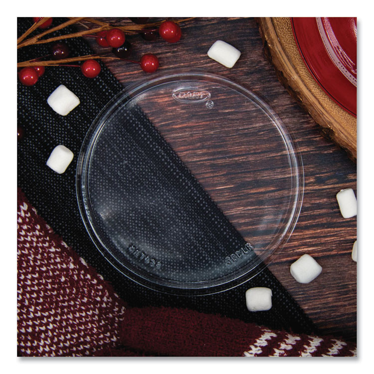 DART SOLO® 32CLR Non-Vented Cup Lids, Fits 32 oz/44 oz Hot Cups, Plastic, Clear, 500/Carton