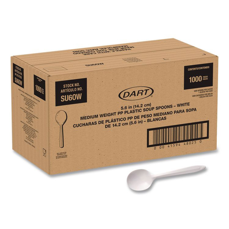 DART SOLO® SU6OW Style Setter Medium Weight Polypropylene Cutlery, Soup Spoon, Plastic, White, 1,000/Carton