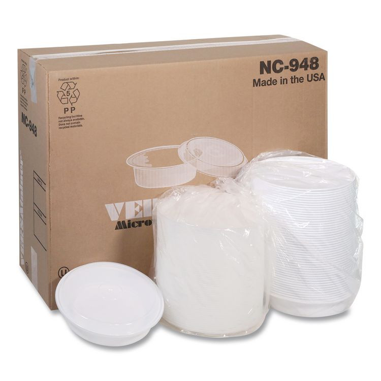 PACTIV EVERGREEN CORPORATION NC948 Newspring VERSAtainer Microwavable Containers, 48 oz, 9.5 x 9.5 x 2.4, White/Clear, Plastic, 150/Carton