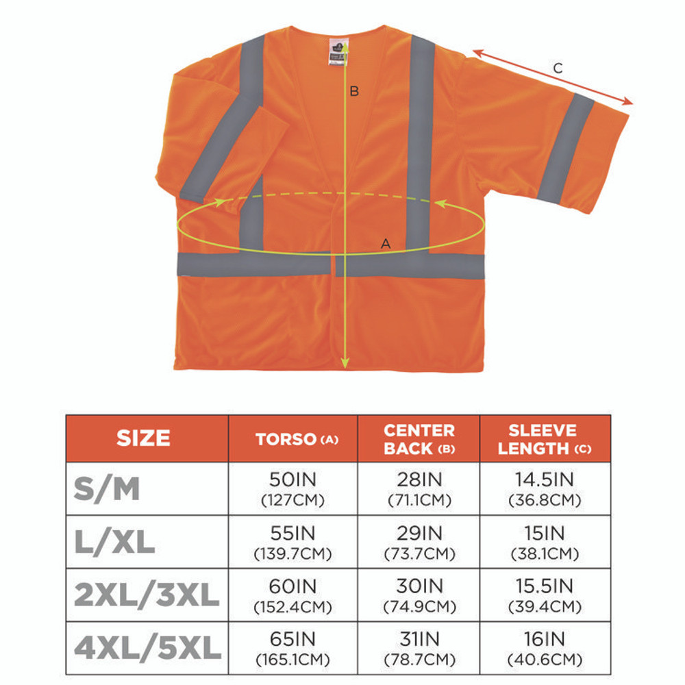 TENACIOUS HOLDINGS, INC. ergodyne® 22017 GloWear 8310HL Type R Class 3 Economy Mesh Vest, 2X-Large to 3X-Large, Orange