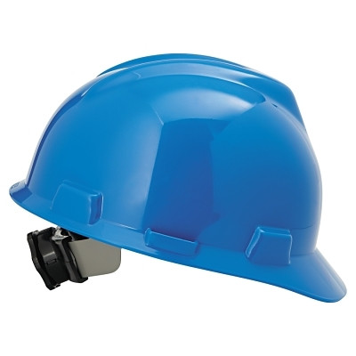 MSA V-Gard® Protective Cap-Style Hard Hat, Slotted, Fas-Trac® III Suspension, Standard Size, Blue