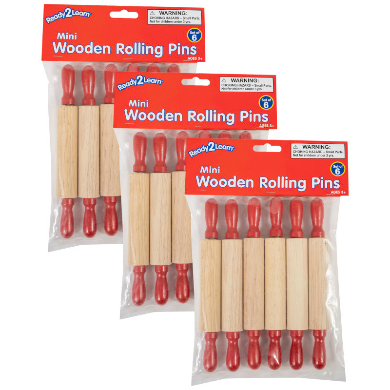LEARNING ADVANTAGE READY 2 LEARN™ Mini Wooden Rolling Pins, 6 Per Set, 3 Sets
