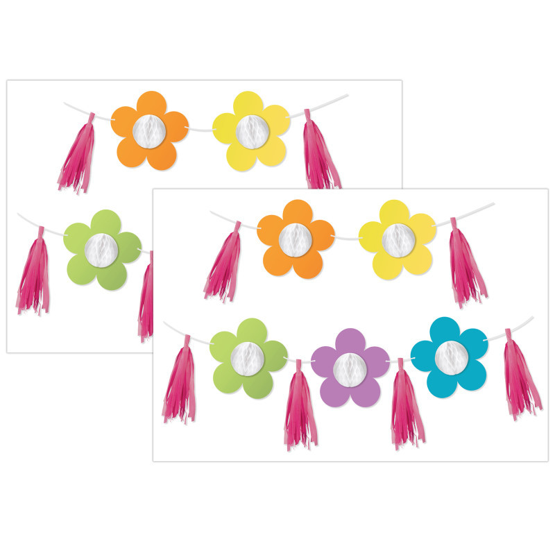 CARSON DELLOSA EDUCATION Carson Dellosa Education Happily Ever Elementary Retro Remix Flowers and Tassels Dimensional Accents Per Set, 2 Sets