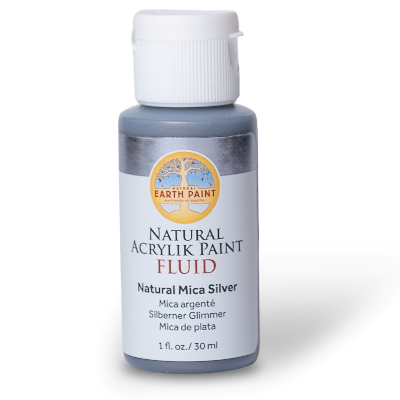 NATURAL EARTH PAINT Natural Earth Paint Natural Fluid Acrylik Paint, 1 oz, Silver Mica