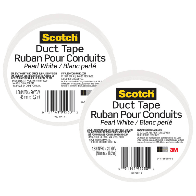 3M COMPANY Scotch® Duct Tape for Artists, 1.88 in x 20 yd (48 mm x 18.2 m), White, Pack of 2