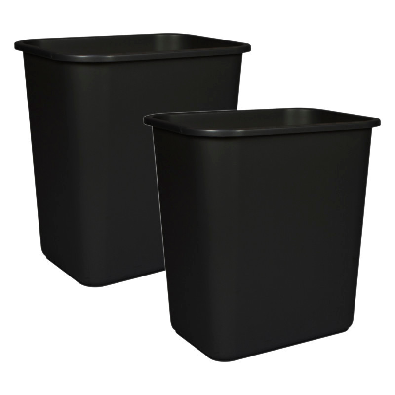 STOREX INDUSTRIES Storex 7 Gallon Waste Basket, Black, Pack of 2
