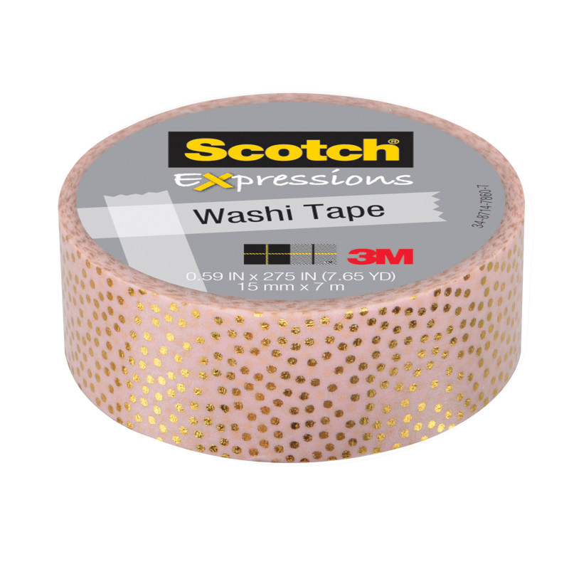 3M COMPANY Scotch® Expressions Washi Tape, .59" x 275", Speckled Gold Pastel Pink