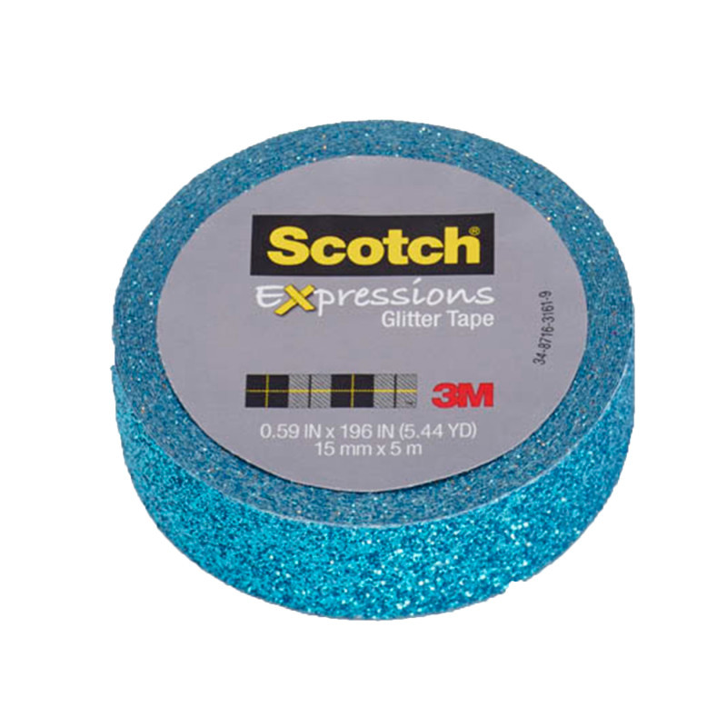 3M COMPANY Scotch® Expressions Glitter Tape, .59" x 196", Teal Blue