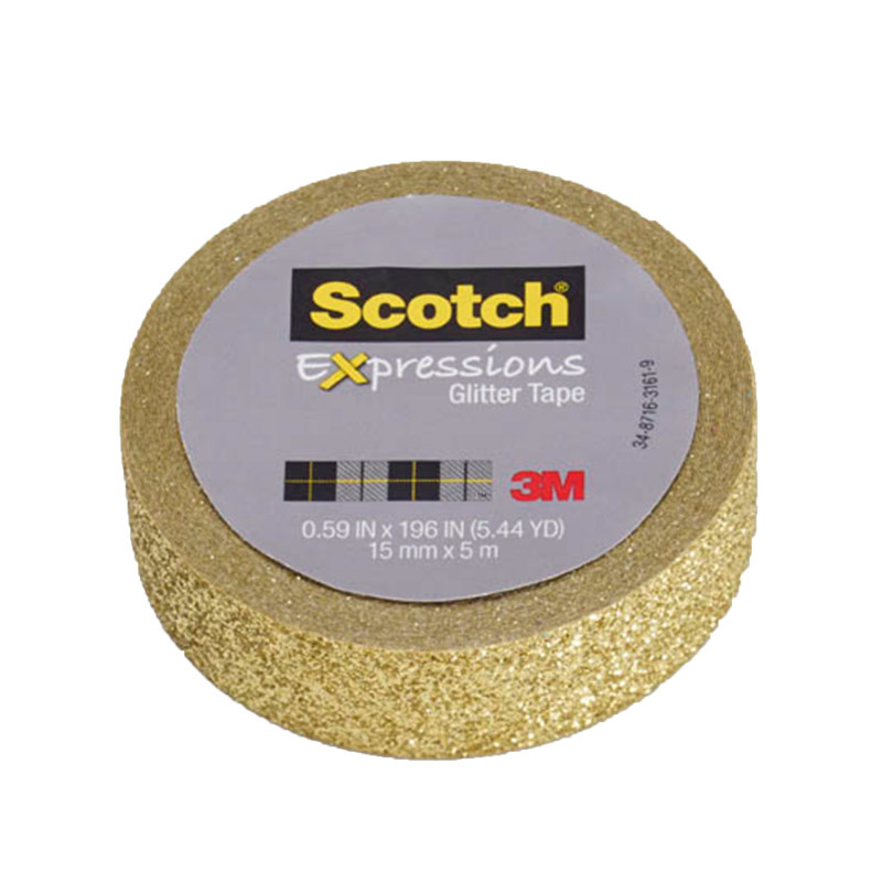 3M COMPANY Scotch® Expressions Glitter Tape, .59" x 196", Gold Glitter
