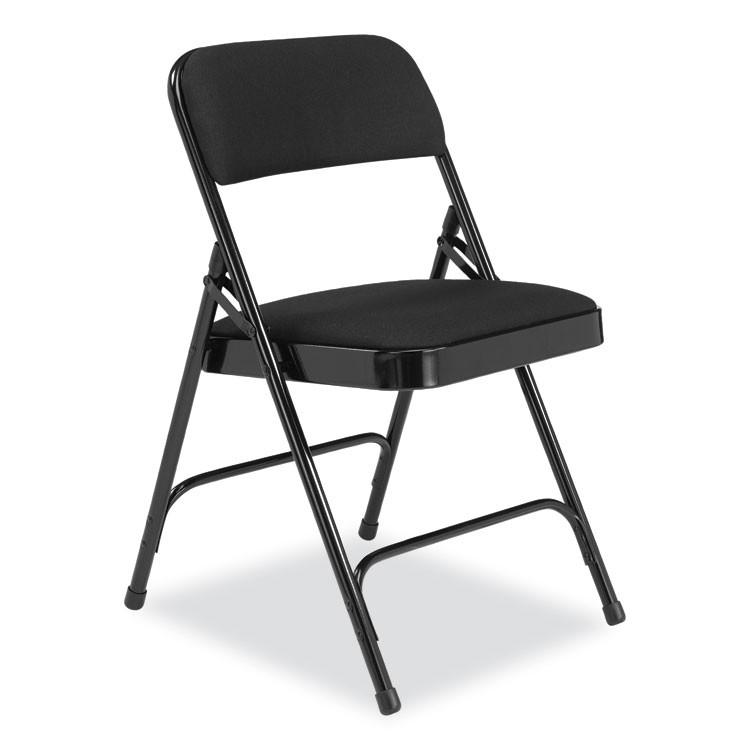 NATIONAL PUBLIC SEATING NPS® 2210 2200 Series Fabric Dual-Hinge Folding Chair, Supports 500 lb, Midnight Black Seat/Back, Black Base, 4/Carton