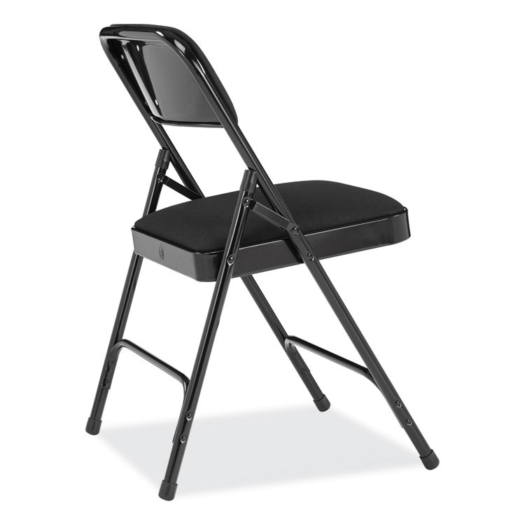 NATIONAL PUBLIC SEATING NPS® 2210 2200 Series Fabric Dual-Hinge Folding Chair, Supports 500 lb, Midnight Black Seat/Back, Black Base, 4/Carton