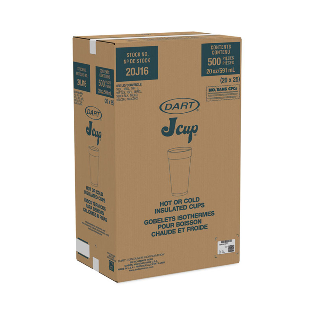 DART 20J16H Horizon Hot/Cold Foam Drinking Cups, 20 oz, White/Blueberry, 25/Bag, 20 Bags/Carton