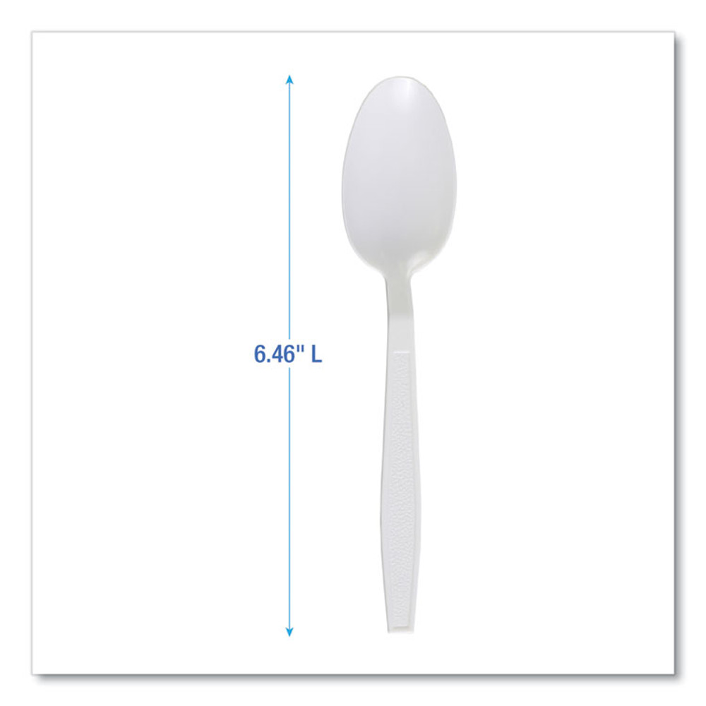 BOARDWALK TEAHWPPWH Heavyweight Polypropylene Cutlery, Spoon, Plastic, White, 1,000/Carton