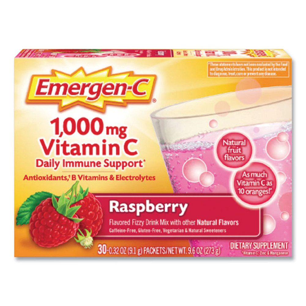ALACER CORP./ITALY POMBIDA Emergen-C® CS130201BX Original Formula, Raspberry, 0.32 oz Packet, 30 Packets/Box