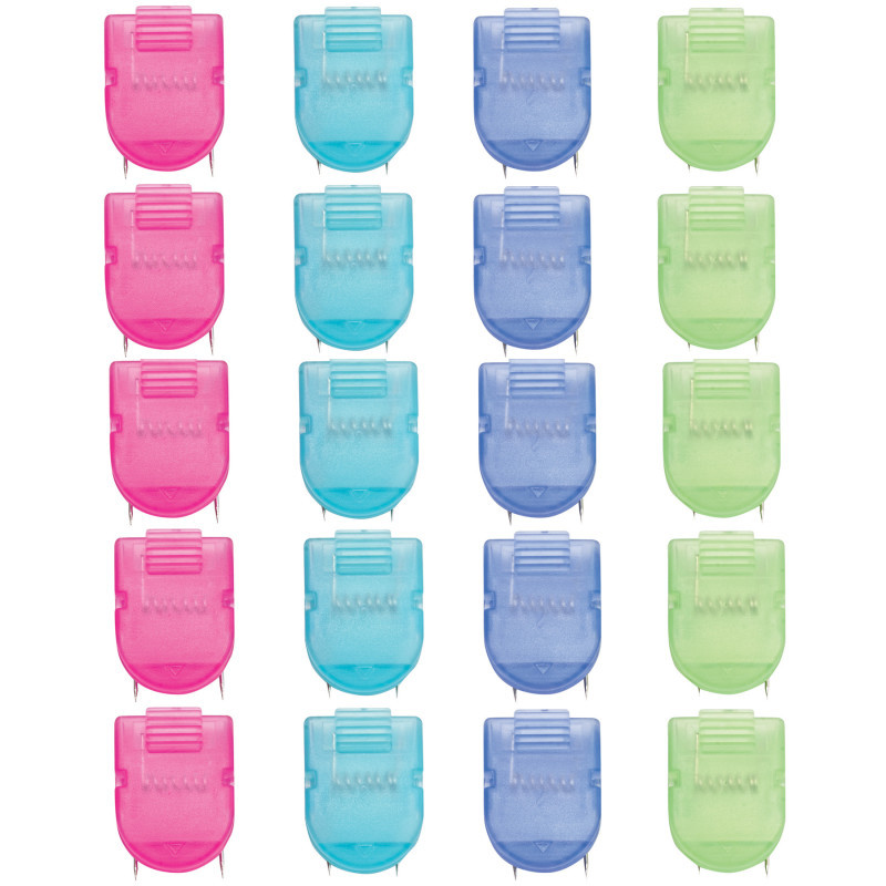 ADVANTUS Advantus® Wall Clips For Fabric Panels, Cool Colors, 40 Sheet Capacity, Pack of 20