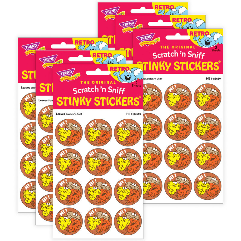 TREND ENTERPRISES INC. TREND Hi!/ Leaves Scent Stickers, 24 Per Pack, 6 Packs