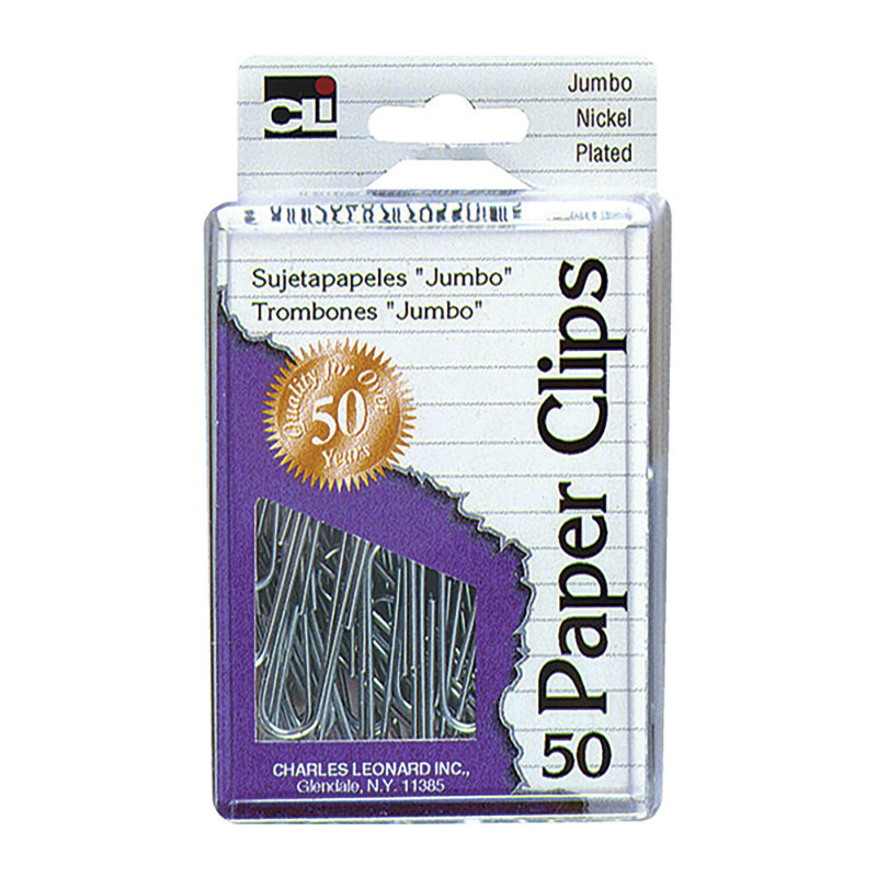 ADVANTUS Charles Leonard Jumbo Paper Clips, Pack of 50, Silver