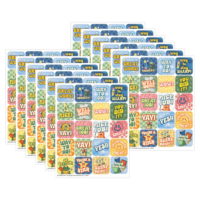 EUREKA Eureka® S'Cool Era Theme Stickers, 120 Per Pack, 12 Packs